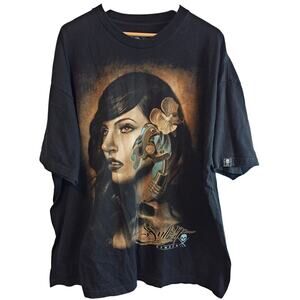 Sullen Art Collective T-Shirt Mens 3X Black Skull Women Flower Streetwear Y2K